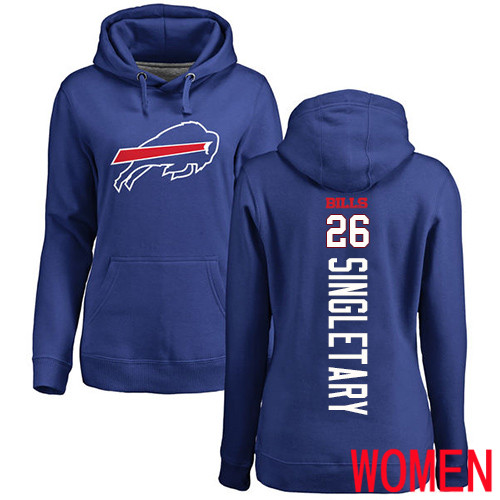 NFL Women Buffalo Bills #26 Devin Singletary Royal Blue Backer Pullover Hoodie Sweatshirt